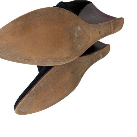 Halogen Wedge Booties Black Suede Zip Sides Selbi Almond Toe Shoes Size 8 M - Picture 6 of 11